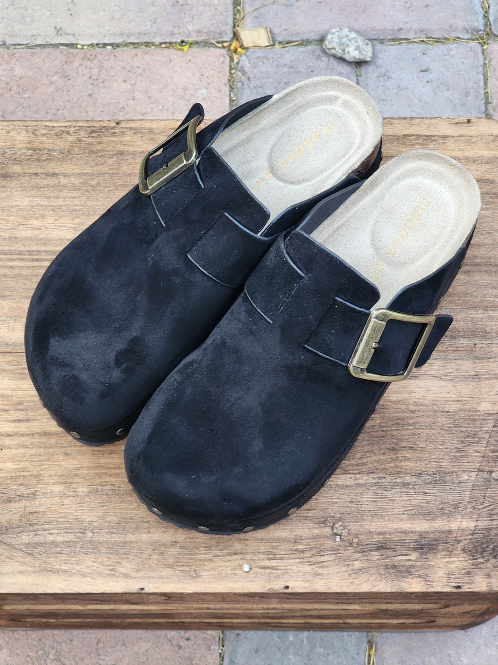 Madden Girl Women's Luna Black Suede Platform Slip-On Clogs Mule Size 6 - Picture 3 of 11